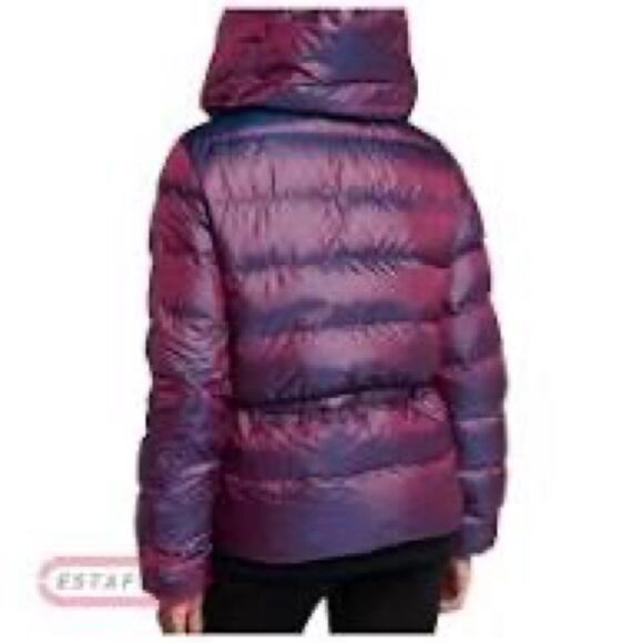 GUC Nike Down Jacket Hooded Puffer Iridescent Purple Asymmetric Zip SOLD OUT - Picture 11 of 15